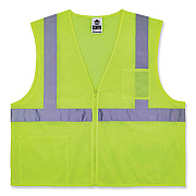 ergodyne GloWear 8256Z Class 2 Self-Extinguishing Zipper Vest, Polyester, Large/X-Large, Lime (EGO21575)