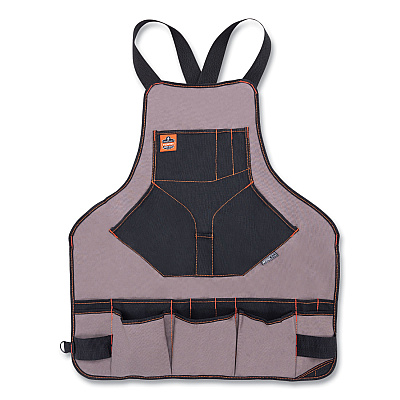 ergodyne Arsenal 5704 Canvas Tool Apron, 22 Compartments, 25.5 x 28, Canvas, Gray (EGO13694)