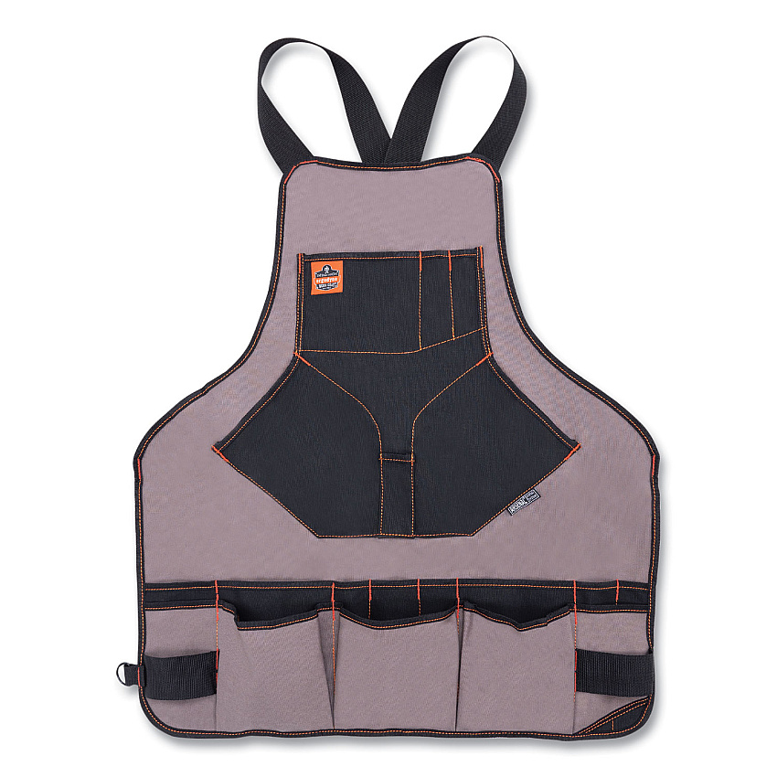 ergodyne Arsenal 5704 Canvas Tool Apron, 22 Compartments, 25.5 x 28, Canvas, Gray (EGO13694)