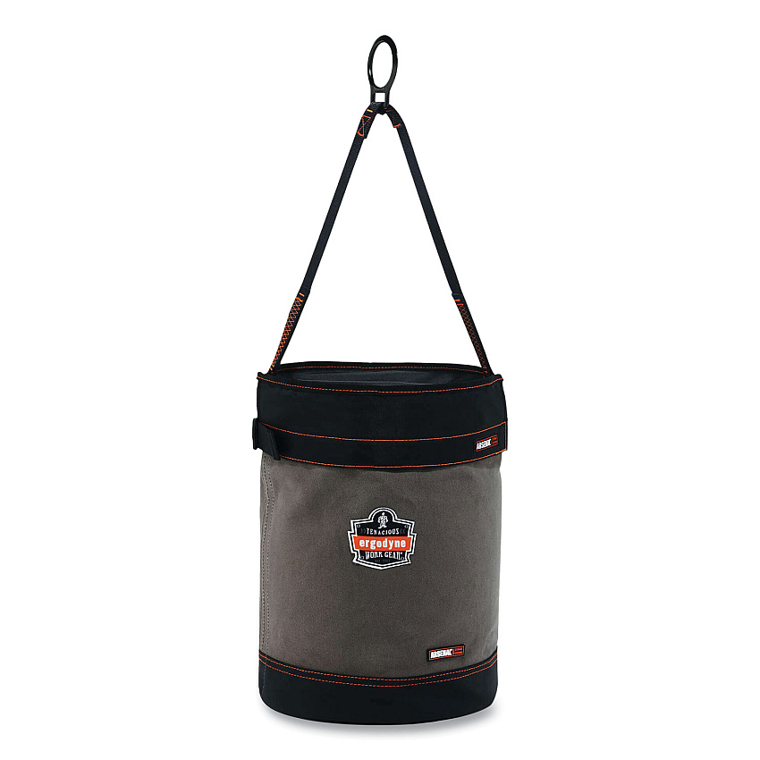 ergodyne Arsenal 5960T Canvas Hoist Bucket and Top with D-Rings, 12.5 x 12.5 x 17, Gray (EGO14860)