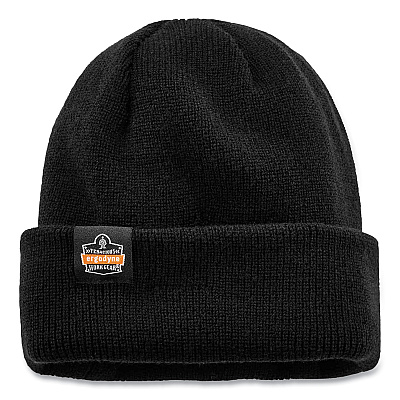 ergodyne N-Ferno 6811ZI Rib Knit Hat + Bump Cap Insert, One Size Fits Most, Black (EGO16811)