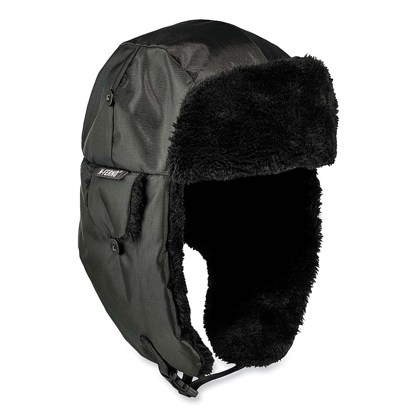 ergodyne N-Ferno 6802ZI Zipper Trapper Hat + Universal Bump Cap, S/M, Black (EGO16897)