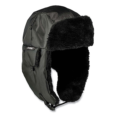 ergodyne N-Ferno 6802ZI Zipper Trapper Hat + Universal Bump Cap, L/XL, Black (EGO16899)