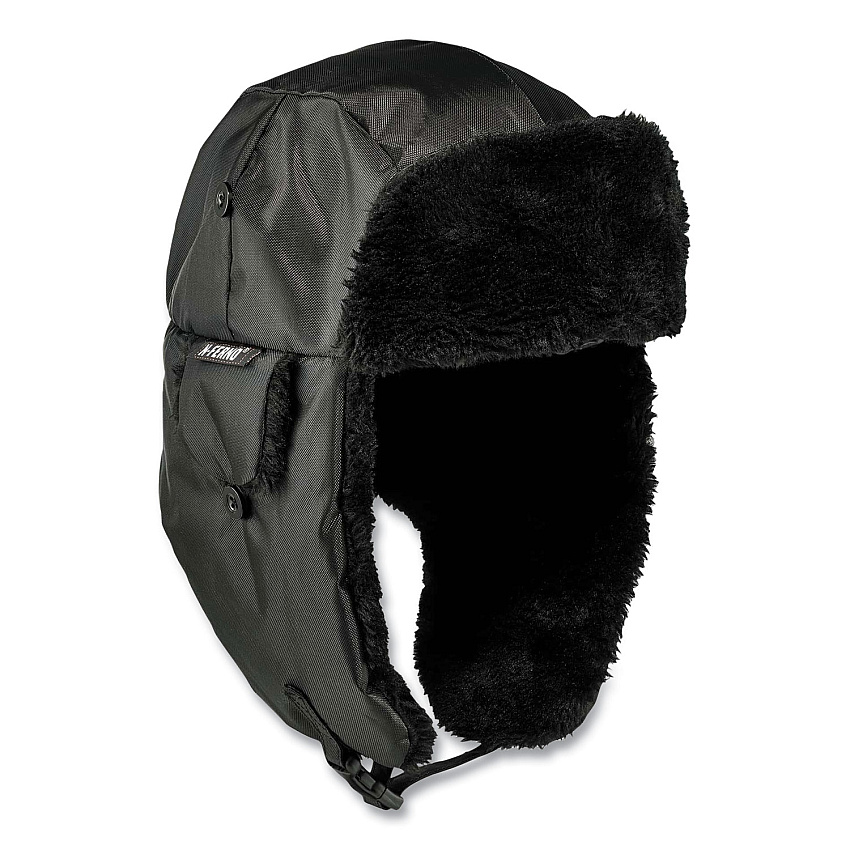 ergodyne N-Ferno 6802ZI Zipper Trapper Hat + Universal Bump Cap, L/XL, Black (EGO16899)