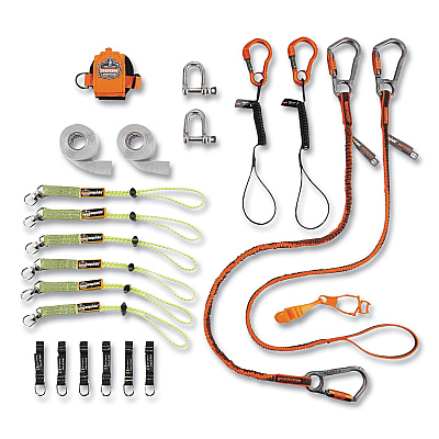 ergodyne Squids 3187 Scaffolding Worker Tool Tethering Kit, Assorted Max Working Capacities, Lengths and Colors (EGO19657)