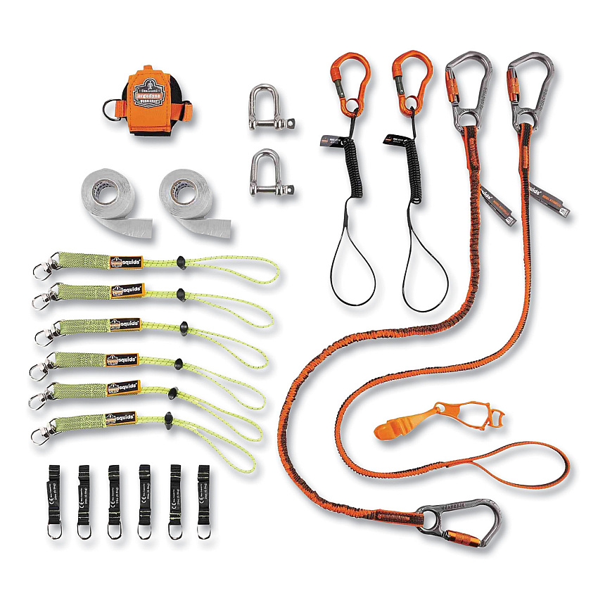 ergodyne Squids 3187 Scaffolding Worker Tool Tethering Kit, Assorted Max Working Capacities, Lengths and Colors (EGO19657)