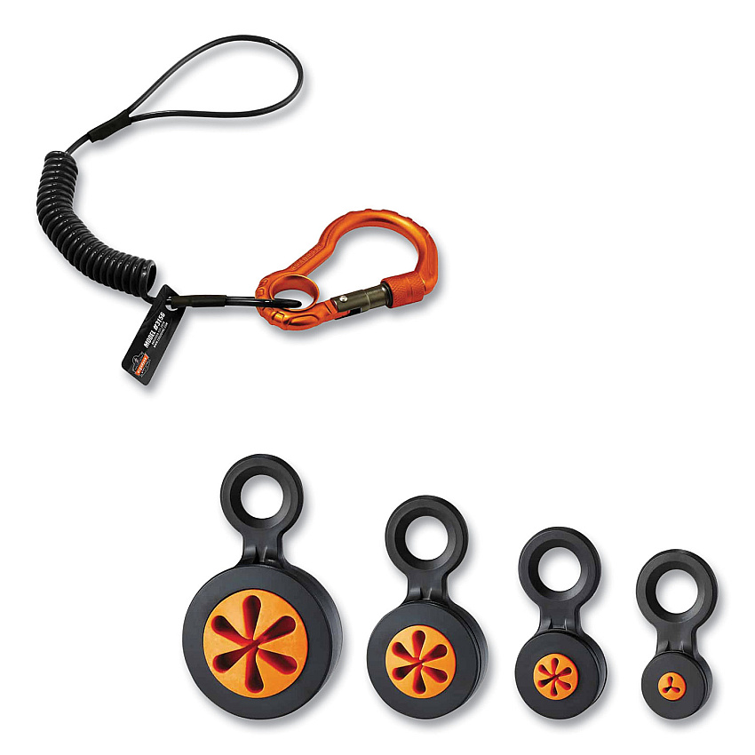 ergodyne Squids 3194 Hand Tool Tethering Kit, 1 lb Max Working Capacity, 12" to 48" Long, Black/Orange (EGO19664)