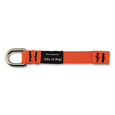 ergodyne Squids 3700 Nylon Webbing Tool Tails with D-Rings, 2lb Max Working Capacity, 4.5" Long, Orange/Black, 6/Pack, 10 Packs/Carton (EGO19704BULK)