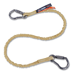 ergodyne Squids 3121 Burn + CR Aramid Tool Lanyard with Steel Carabiners, 10 lb Max Working Capacity, 38" to 48" Long, Yellow (EGO19721)
