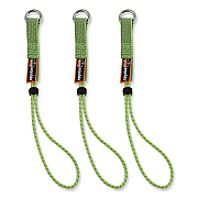 ergodyne Squids 3703 Elastic Loop Tool Tails with D-Rings, 15 lb Max Working Capacity, 15" Long, Lime, 3/Pack, 20 Packs/Carton (EGO19767BULK)