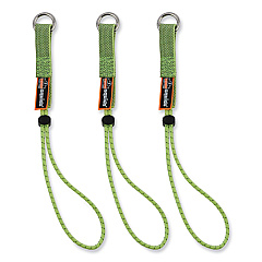 ergodyne Squids 3703 Elastic Loop Tool Tails with D-Rings, 15 lb Max Working Capacity, 15" Long, Lime, 3/Pack, 20 Packs/Carton (EGO19767BULK)