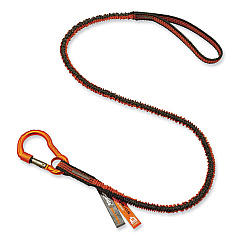 ergodyne Squids 3100F(x) Tool Lanyard with Aluminum Carabiner + Loop, 10 lb Max Working Capacity, 38" to 48" Long, Orange/Gray (EGO19802)