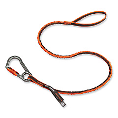 ergodyne Squids 3108F(x)Tool Lanyard with Locking Aluminum Carabiner + Loop, 15 lb Max Working Capacity, 38" to 48" Long, Orange/Gray (EGO19808)