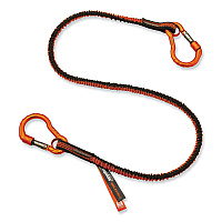 ergodyne Squids 3110F(x) Tool Lanyard with Aluminum Carabiners, 10 lb Max Working Capacity, 38" to 48" Long, Orange/Gray (EGO19822)