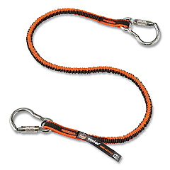 ergodyne Squids 3111F(x) Tool Lanyard with Stainless Steel Carabiners,15 lb Max Working Capacity, 38" to 48" Long, Orange/Gray (EGO19823)