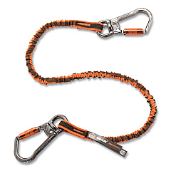 ergodyne Squids 3119F(x) Tool Lanyard with Swiveling Aluminum Carabiners, 25 lb Max Working Capacity, 38" to 48" Long, Orange/Gray (EGO19829)