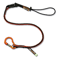 ergodyne Squids 3102F(x) Tool Lanyard with Aluminum Carabiner + Cinch-Loop, 5 lb Max Working Capacity, 38" to 48", Orange/Gray (EGO19864)