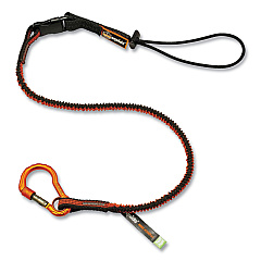 ergodyne Squids 3102F(x) Tool Lanyard with Aluminum Carabiner + Cinch-Loop, 5 lb Max Working Capacity, 38" to 48", Orange/Gray (EGO19864)