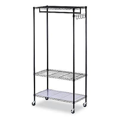 Alera Wire Shelving Garment Rack, 30 Garments, 36w x 18d x 75h, Black (ALEGR363618BL)