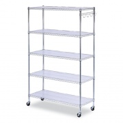 Alera 5-Shelf Wire Shelving Kit with Casters and Shelf Liners, 48w x 18d x 72h, Silver (SW654818SR)