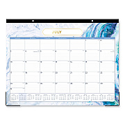 Blue Sky Gemma Academic Year Desk Pad Calendar, Geode Artwork, 22 x 17, White/Blue/Green Sheets, 12-Month (July to June): 2025 to 2026 (141377)