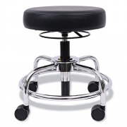 Alera HL Series Height-Adjustable Utility Stool, Backless, Supports Up to 300 lb, 24" Seat Height, Black Seat, Chrome Base (CS614)