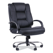 Alera Ravino Big/Tall High-Back Bonded Leather Chair, Headrest, Supports 450 lb, 20.07" to 23.74" Seat, Black, Chrome Base (RV44LS10C)