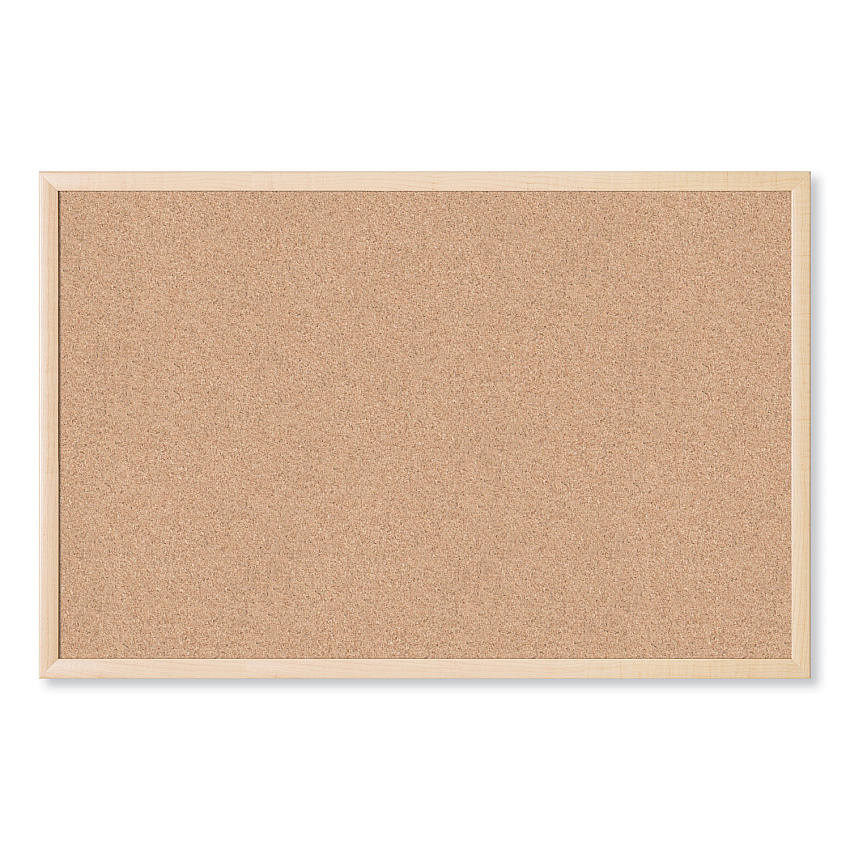U Brands Cork Bulletin Board, 35 x 23, Tan Surface, Birch Wood Frame (UBR266U0001)