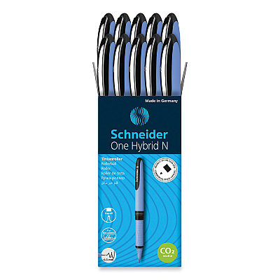 Schneider One Hybrid N Roller Ball Pen, Stick, Fine 0.5 mm, Black Ink, Blue Barrel, 10/Box (RED183501)