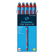 Schneider Slider Memo XB Ballpoint Pen, Stick, Extra-Bold 1.4 mm, Red Ink, Red/Light Blue Barrel, 10/Box (RED150202)