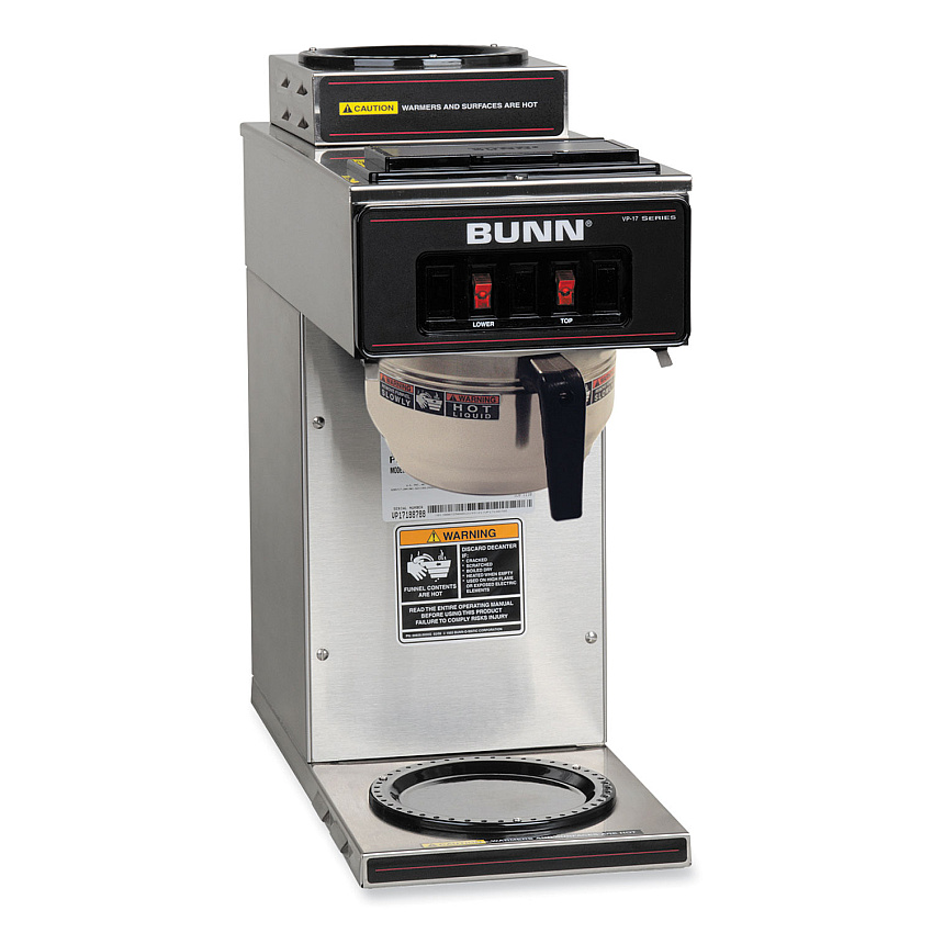 BUNN VP17-2 12-Cup Pourover Coffee Brewer, Black/Stainless Steel (BUN133000002)