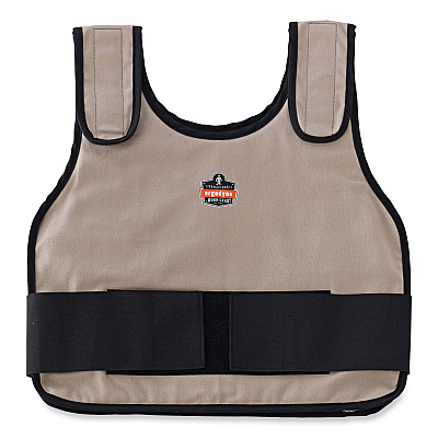 ergodyne Chill-Its 6230 Standard Phase Change Cooling Vest with Packs, Cotton, Small/Medium, Khaki (EGO12000)