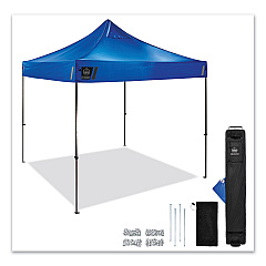 ergodyne Shax 6000 Heavy-Duty Pop-Up Tent, Single Skin, 10 ft x 10 ft, Polyester/Steel, Blue (EGO12905)