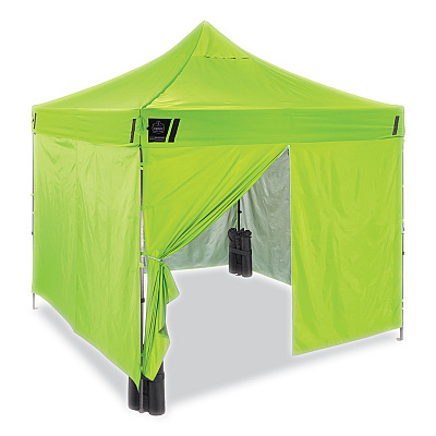 ergodyne Shax 6053 Enclosed Pop-Up Tent Kit, Single Skin, 10 ft x 10 ft, Polyester/Steel, Lime (EGO12976)