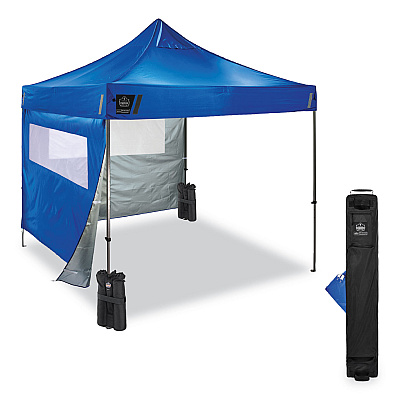 ergodyne Shax 6052 Heavy-Duty Tent Kit + Mesh Windows, Single Skin, 10 ft x 10 ft, Polyester/Steel, Blue (EGO12982)