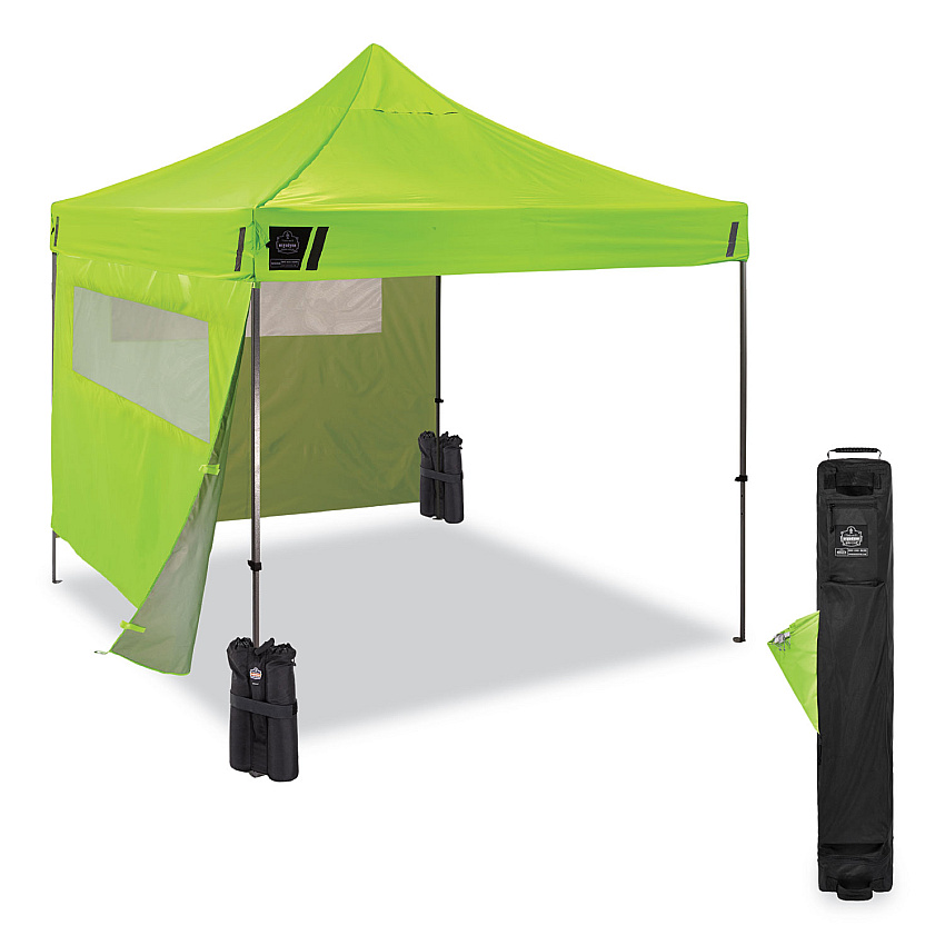 ergodyne Shax 6052 Heavy-Duty Tent Kit + Mesh Windows, Single Skin, 10 ft x 10 ft, Polyester/Steel, Lime (EGO12983)