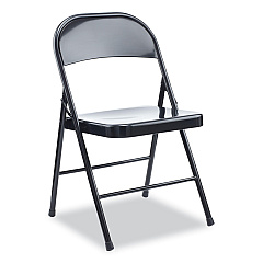 Alera Armless Steel Folding Chair, Supports Up to 275 lb, Black Seat, Black Back, Black Base, 4/Carton (ALECA941)