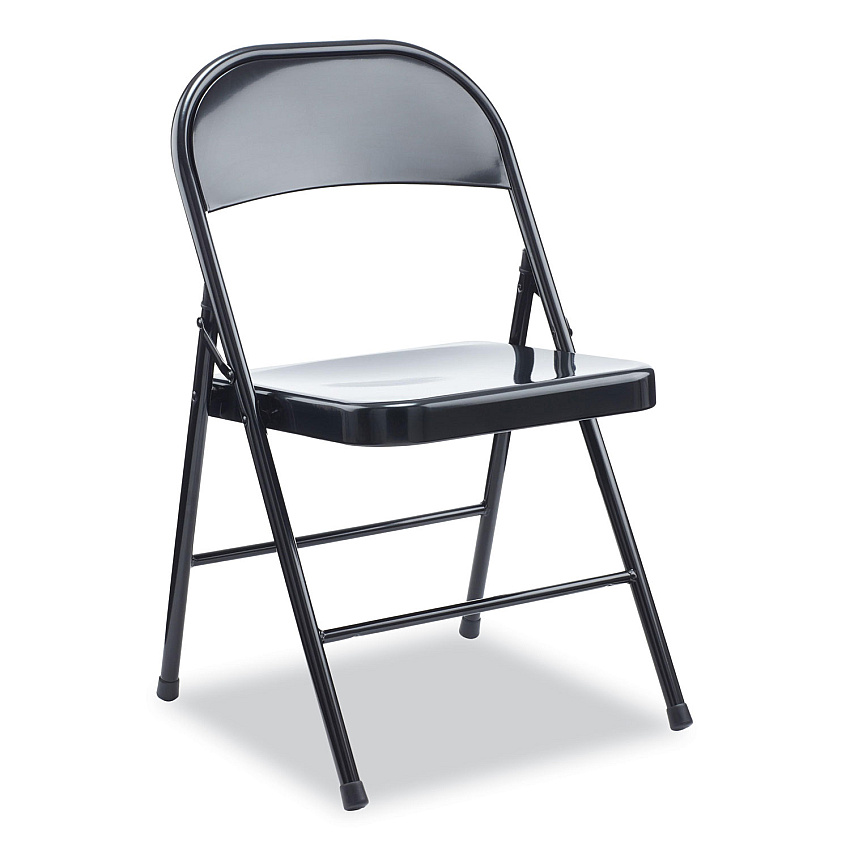 Alera Armless Steel Folding Chair, Supports Up to 275 lb, Black Seat, Black Back, Black Base, 4/Carton (ALECA941)