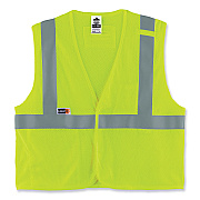 ergodyne GloWear 8263FRHL Class 2 FR Safety Economy Hook and Loop Vest, Modacrylic Mesh/Cotton, Small/Medium, Lime (EGO21863)