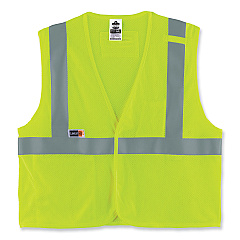 ergodyne GloWear 8263FRHL Class 2 FR Safety Economy Hook and Loop Vest, Modacrylic Mesh/Cotton, Small/Medium, Lime (EGO21863)