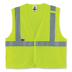 ergodyne GloWear 8263FRHL Class 2 FR Safety Economy Hook and Loop Vest, Modacrylic Mesh/Cotton, 4X-Large/5X-Large, Lime (EGO21869)