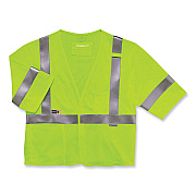 ergodyne GloWear 8356FRHL Class 3 FR Hook and Loop Safety Vest with Sleeves, Modacrylic, Large/X-Large, Lime (EGO22215)