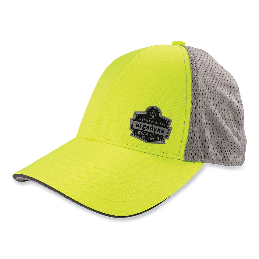 GloWear 8931 Reflective Stretch-Fit Hat, Cotton/Polyester, Ergodyne Logo, Large/X-Large, Hi-Vis Lime (EGO23242)