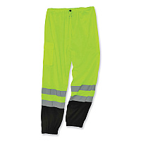 ergodyne GloWear 8910BK Class E Hi-Vis Pants with Black Bottom, Polyester, Small/Medium, Lime (EGO23953)