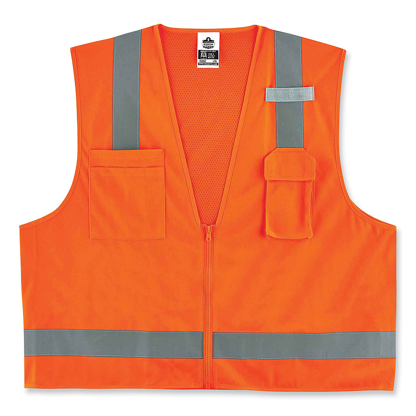 ergodyne GloWear 8249Z Class 2 Economy Surveyors Zipper Vest, Polyester, Small/Medium, Orange (EGO24013)