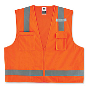 ergodyne GloWear 8249Z Class 2 Economy Surveyors Zipper Vest, Polyester, 2X-Large/3X-Large, Orange (EGO24017)