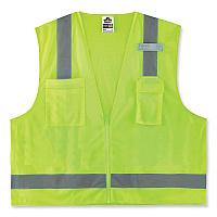 ergodyne GloWear 8249Z Class 2 Economy Surveyors Zipper Vest, Polyester, Small/Medium, Lime (EGO24023)
