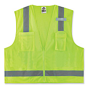 ergodyne GloWear 8249Z Class 2 Economy Surveyors Zipper Vest, Polyester, 4X-Large/5X-Large, Lime (EGO24029)
