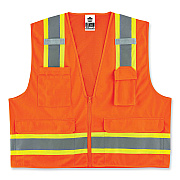 ergodyne GloWear 8248Z Class 2 Two-Tone Surveyors Zipper Vest, Polyester, Large/X-Large, Orange (EGO24065)