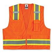 ergodyne GloWear 8248Z Class 2 Two-Tone Surveyors Zipper Vest, Polyester, 2X-Large/3X-Large, Orange (EGO24067)